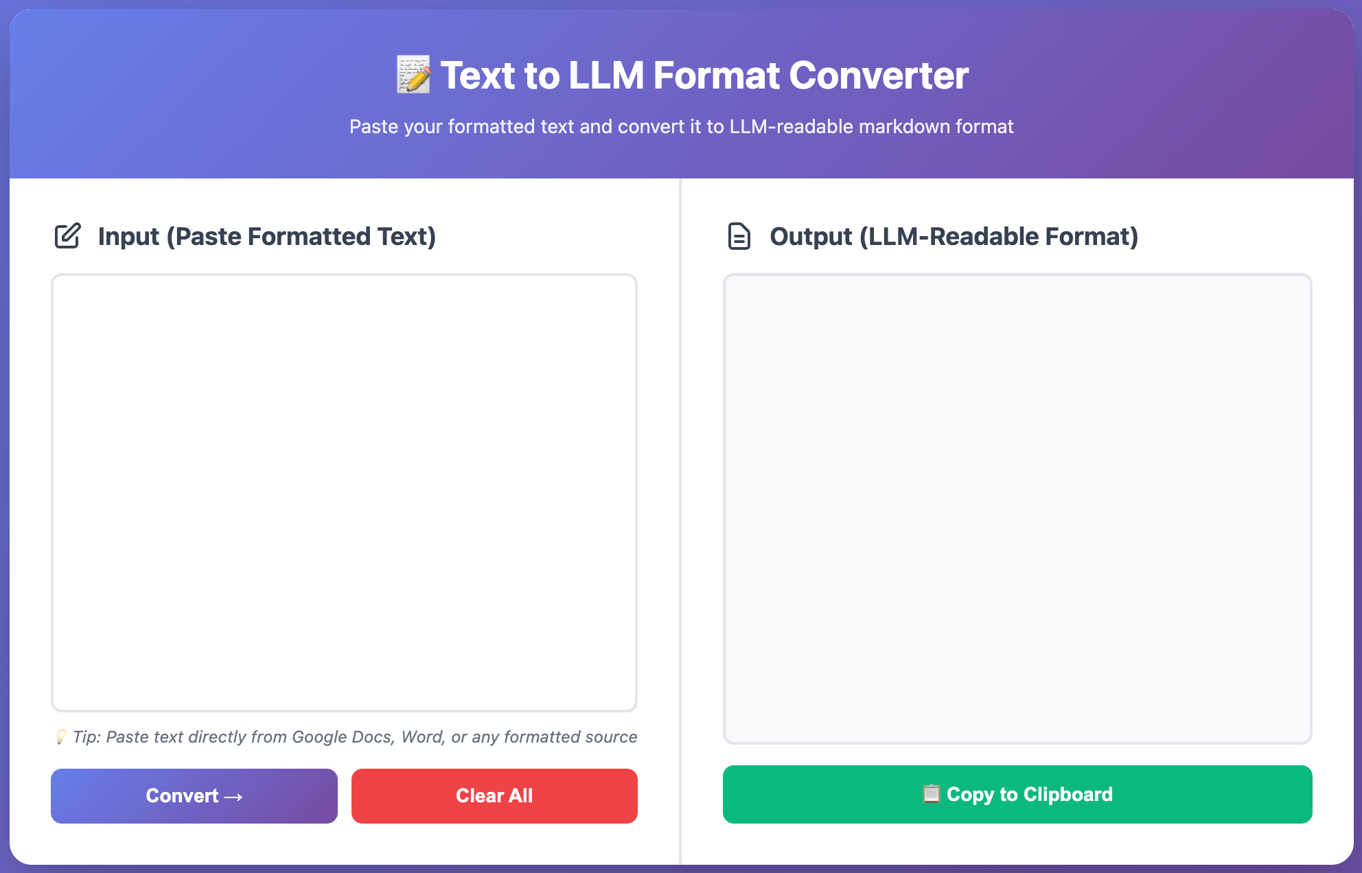 Text to LLM Format Converter screenshot